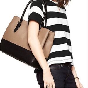 Kate Spade Cove Street Color Block Airel Large Tote/Purse Color Dune/Bla…
